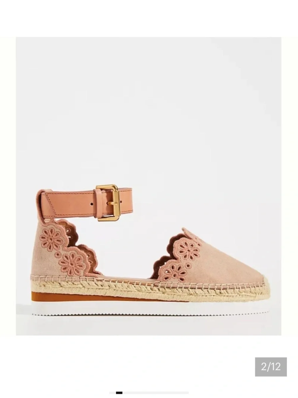 See By Chloe Glyn Suede Espadrille Cipria Color Size 8 Boho Cottage Feminine